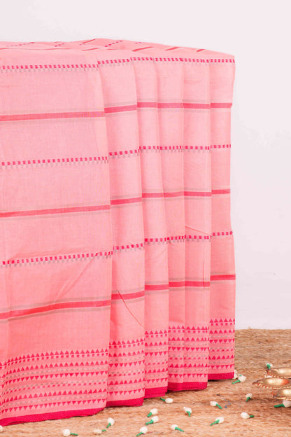 Peach printed Chirala cotton saree
