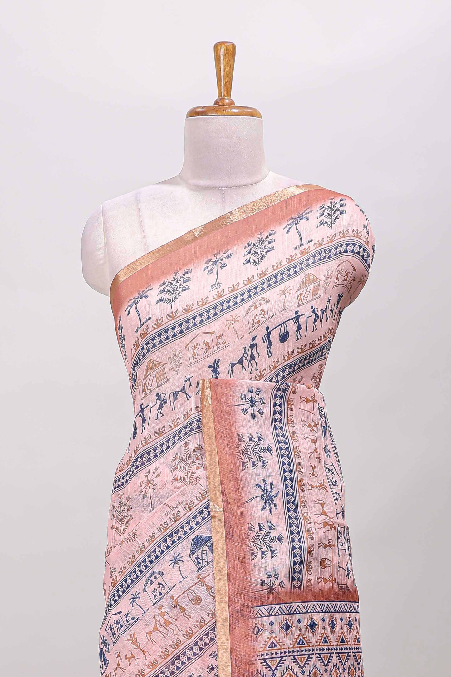 Peach self zari border
