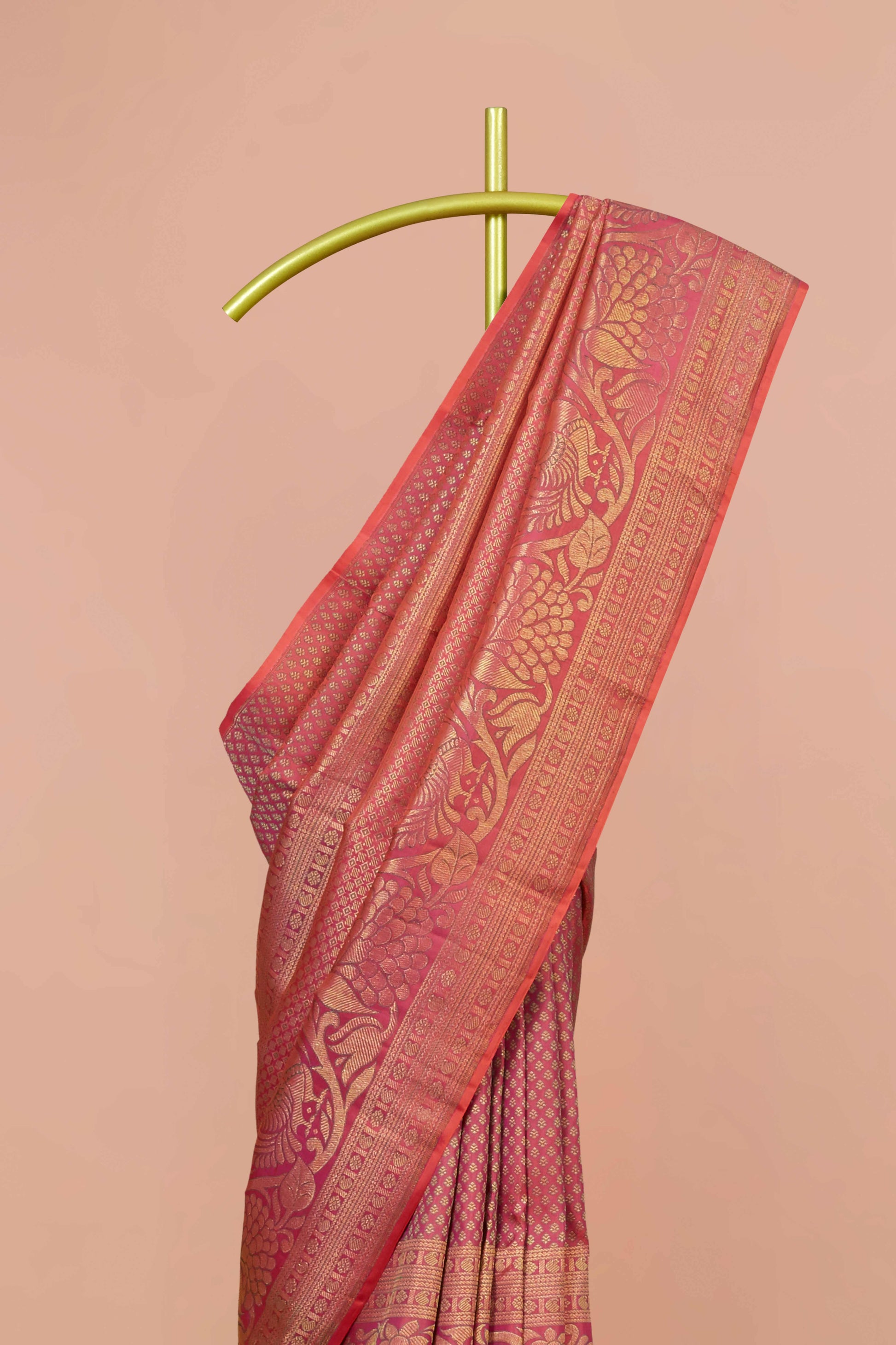 
Peach silk jacquard saree