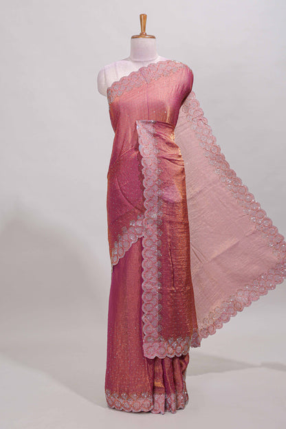 Peach stone designer saree