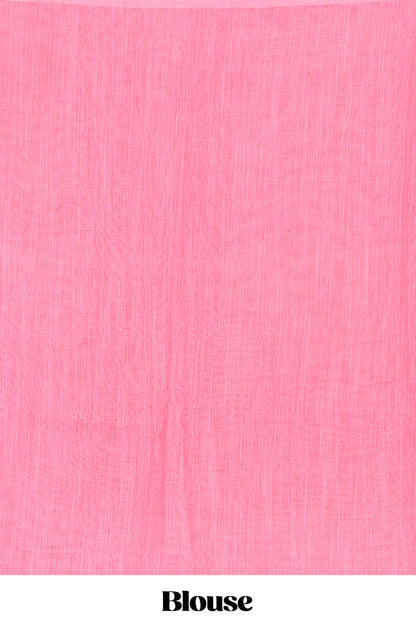 Peach striped pallu linen saree