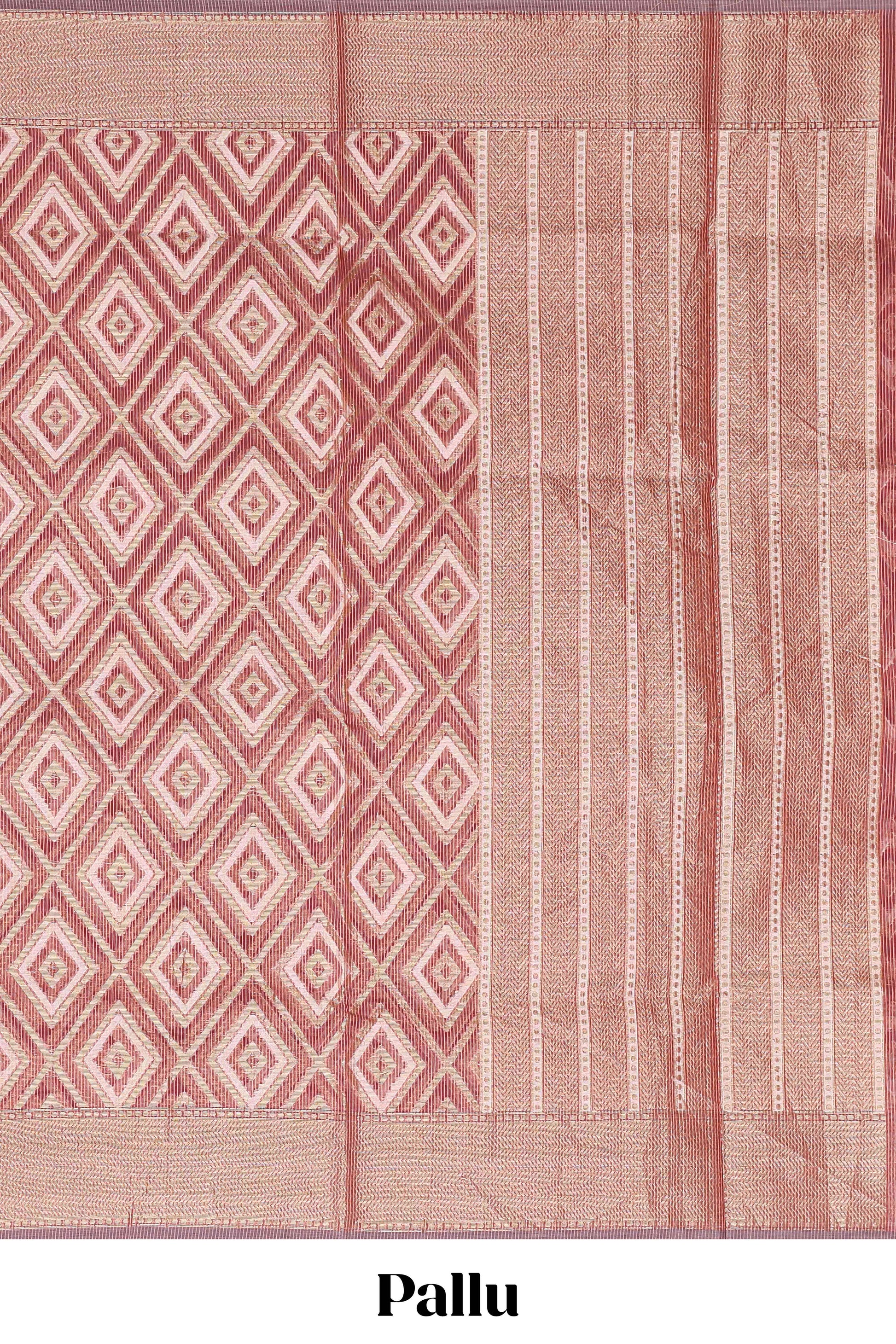 Peach striped pallu saree