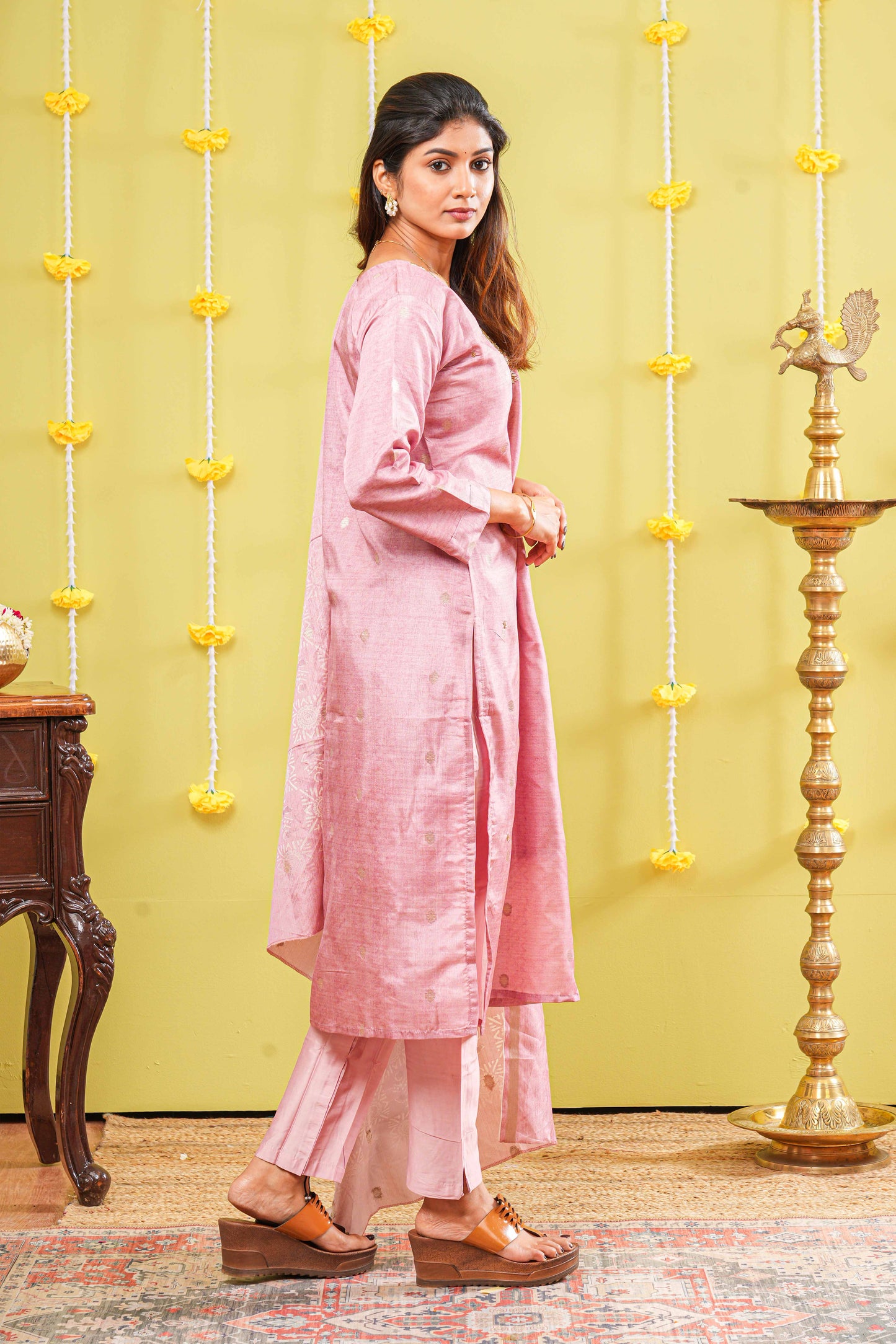 Peach traditional suit with dupatta