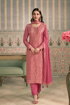 Peach viscose jacquard suit set
