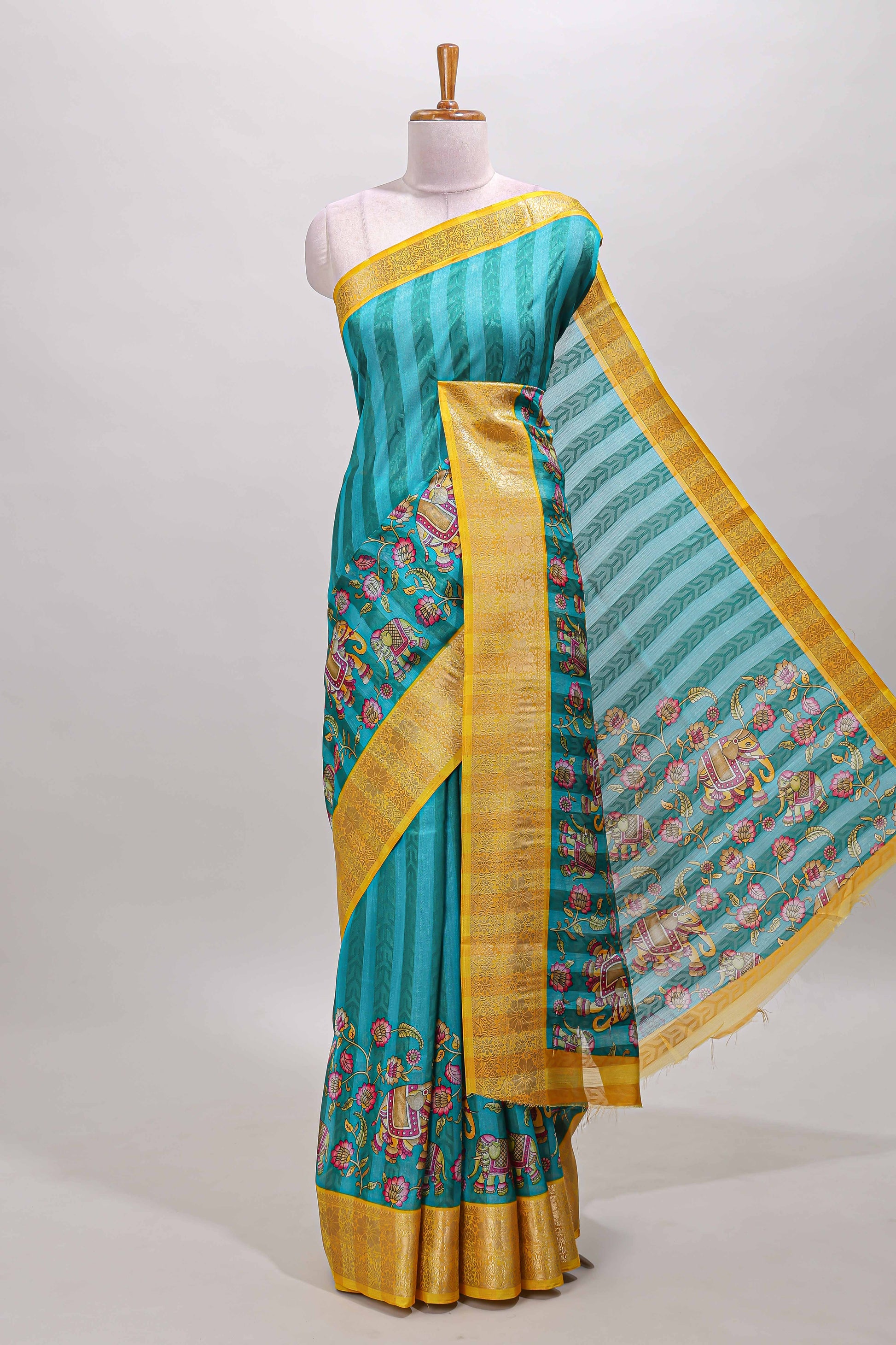 Peacock blue airy georgette fabric