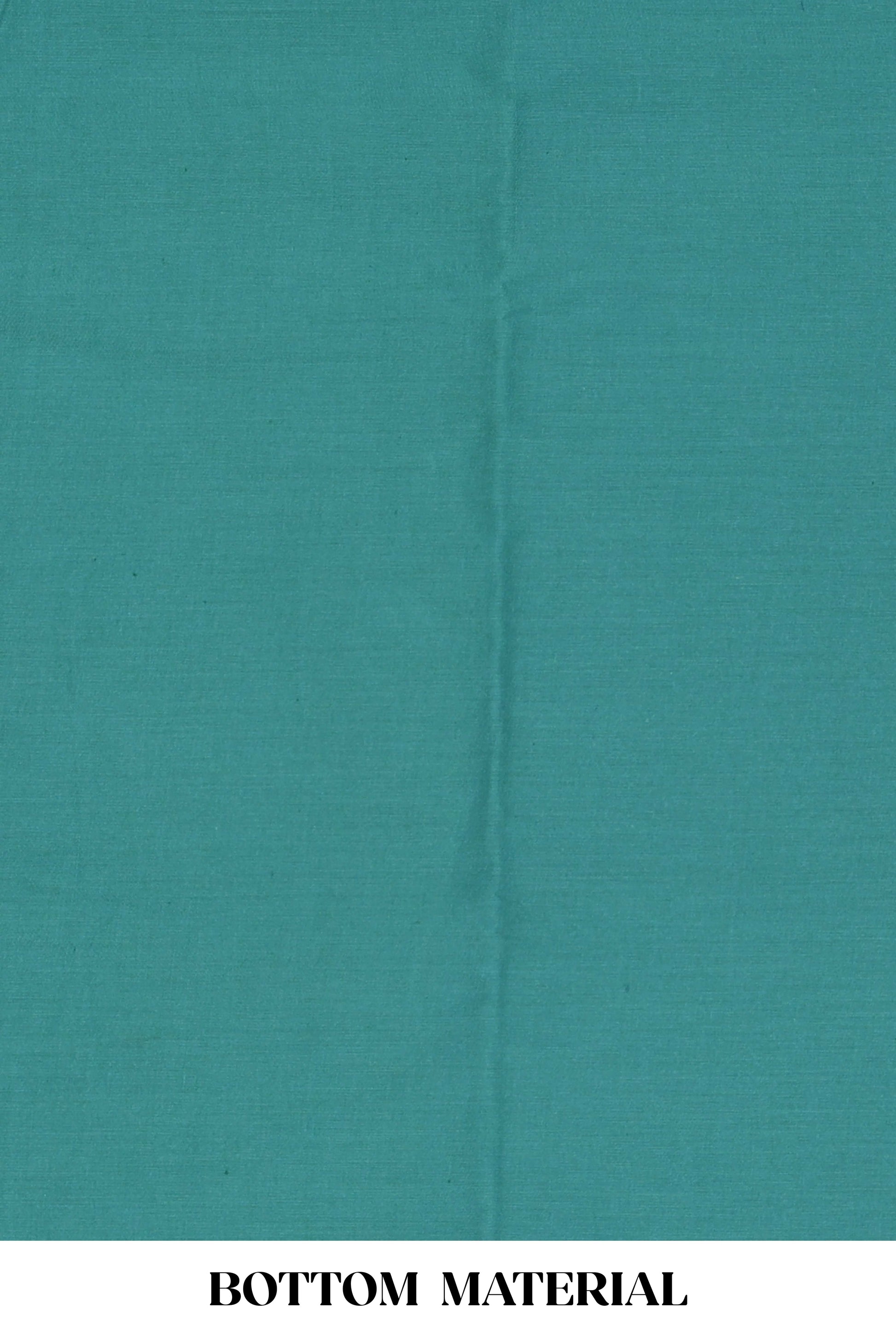 Peacock blue cotton silk festive suit