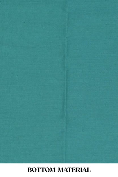 Peacock blue cotton silk festive suit