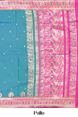 Peacock green art silk elegant drape saree