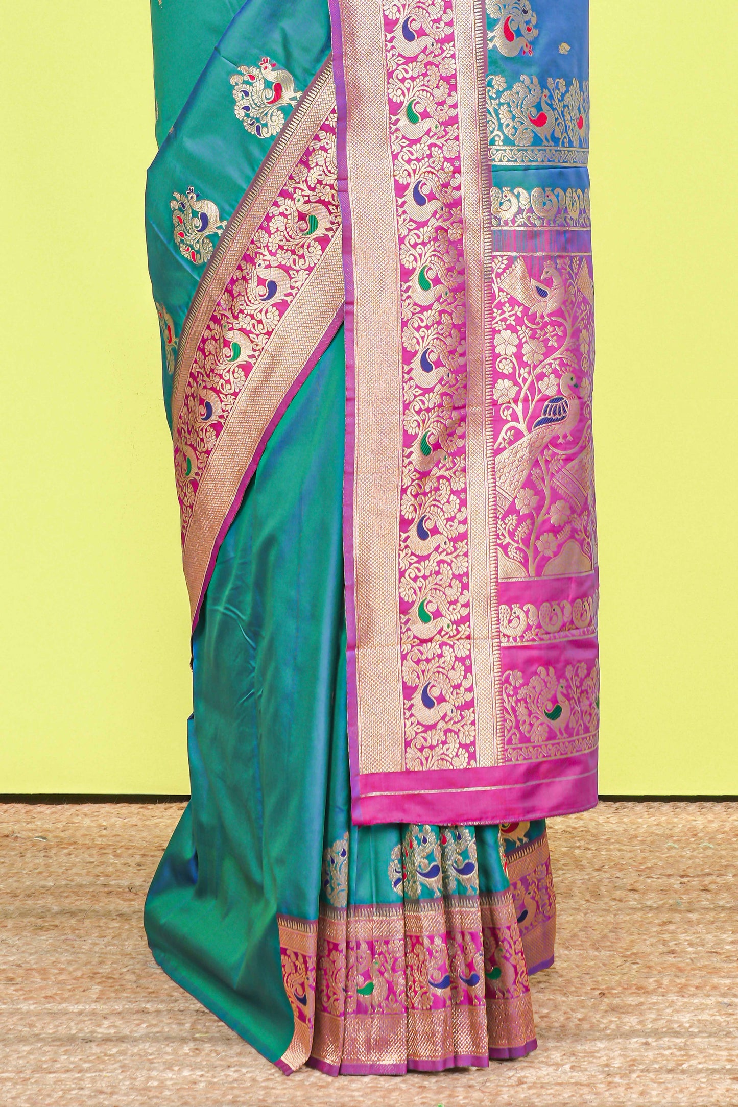 Peacock green art silk festive saree