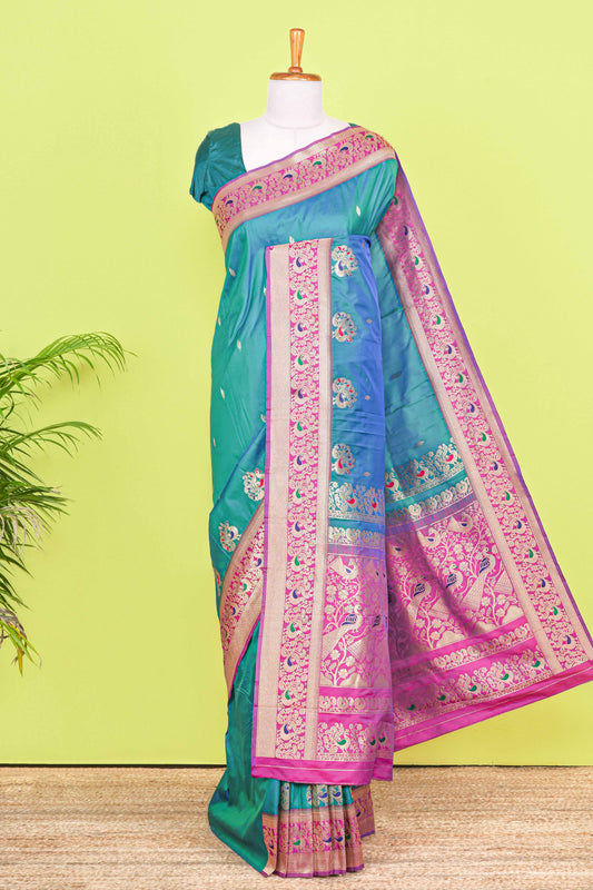 Peacock green art silk mayil butta saree