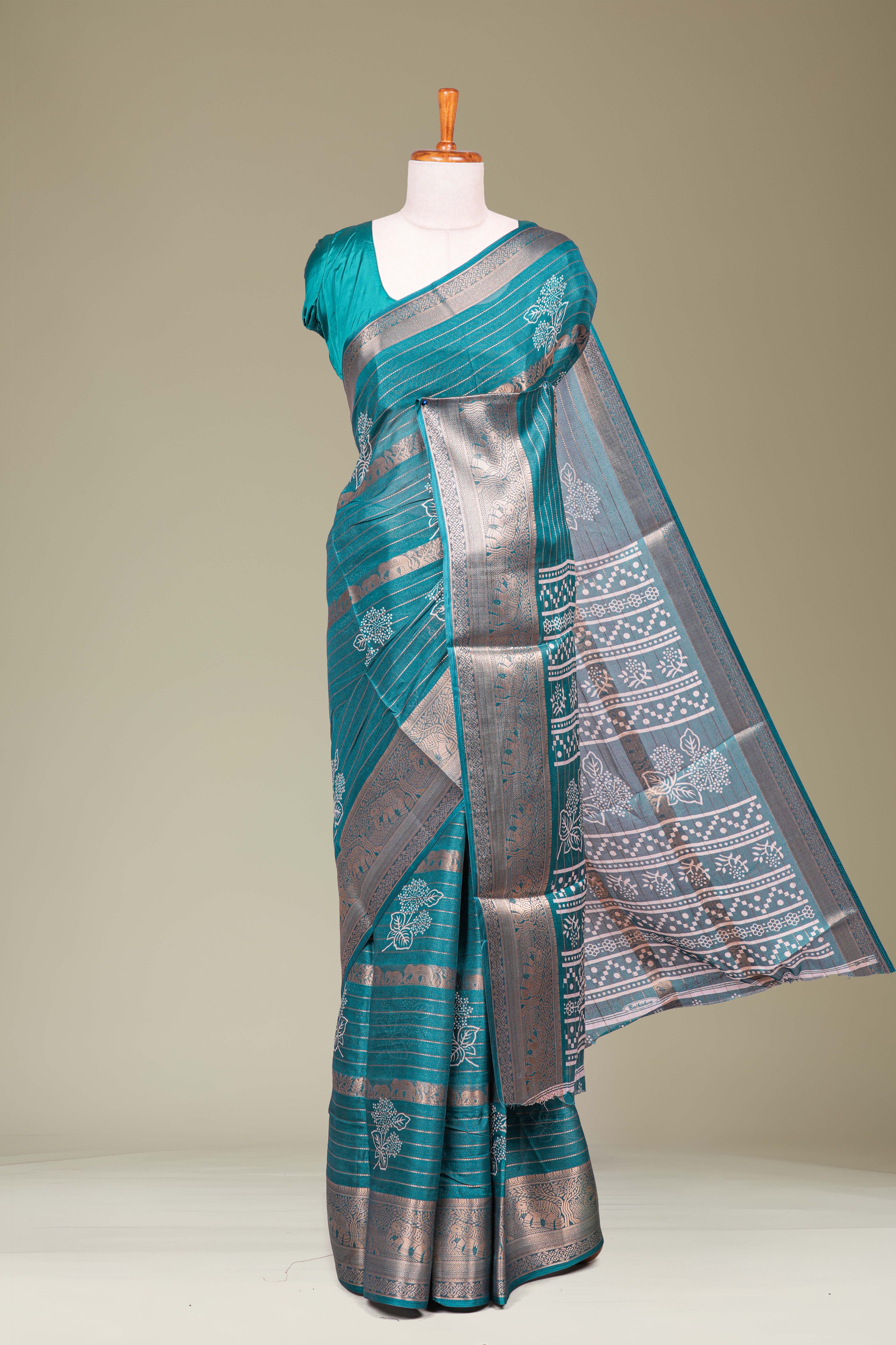 Peacock green dola silk 
