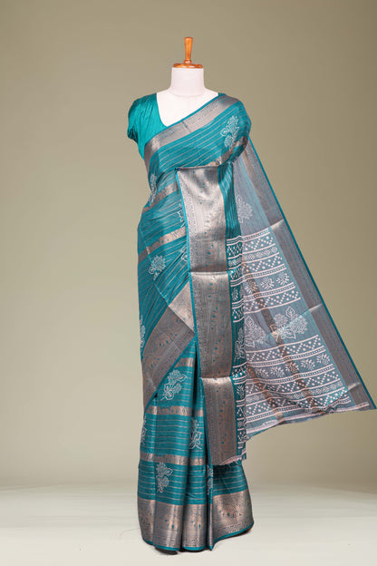 Peacock green dola silk 
