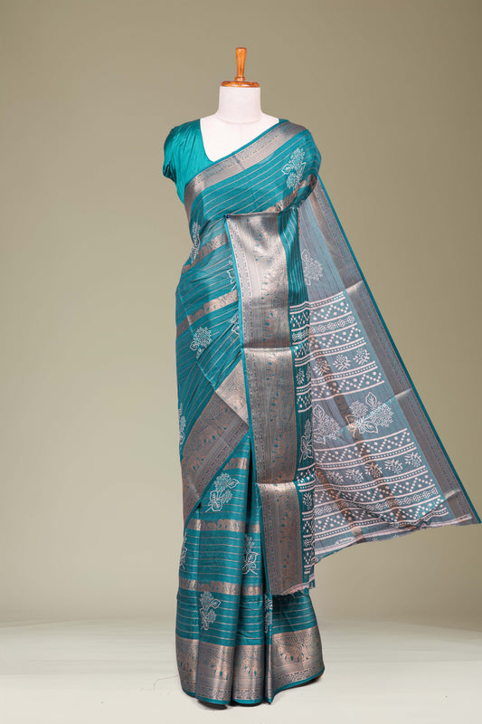 Peacock green dola silk 