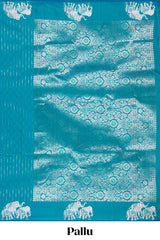 Peacock green semi soft silk festive saree
