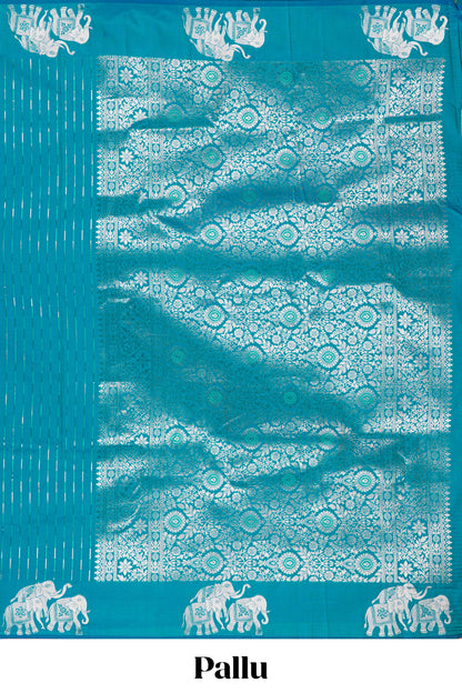 Peacock green semi soft silk festive saree