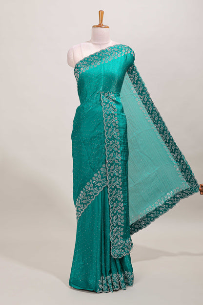 Peacock green stone saree