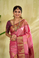 Pink Kanchipuram silks sares