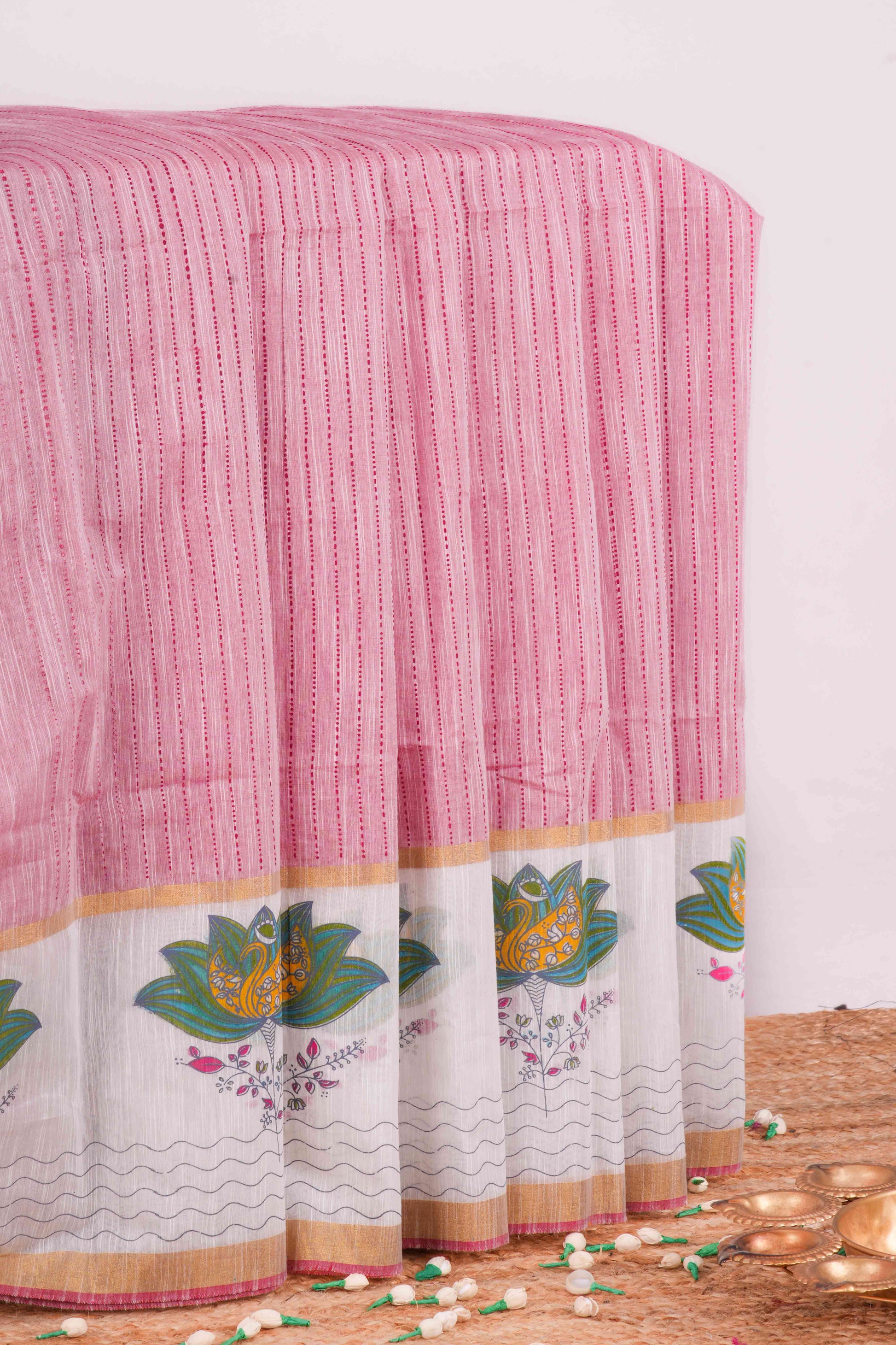 Pink Printed Chirala Cotton Saree Online