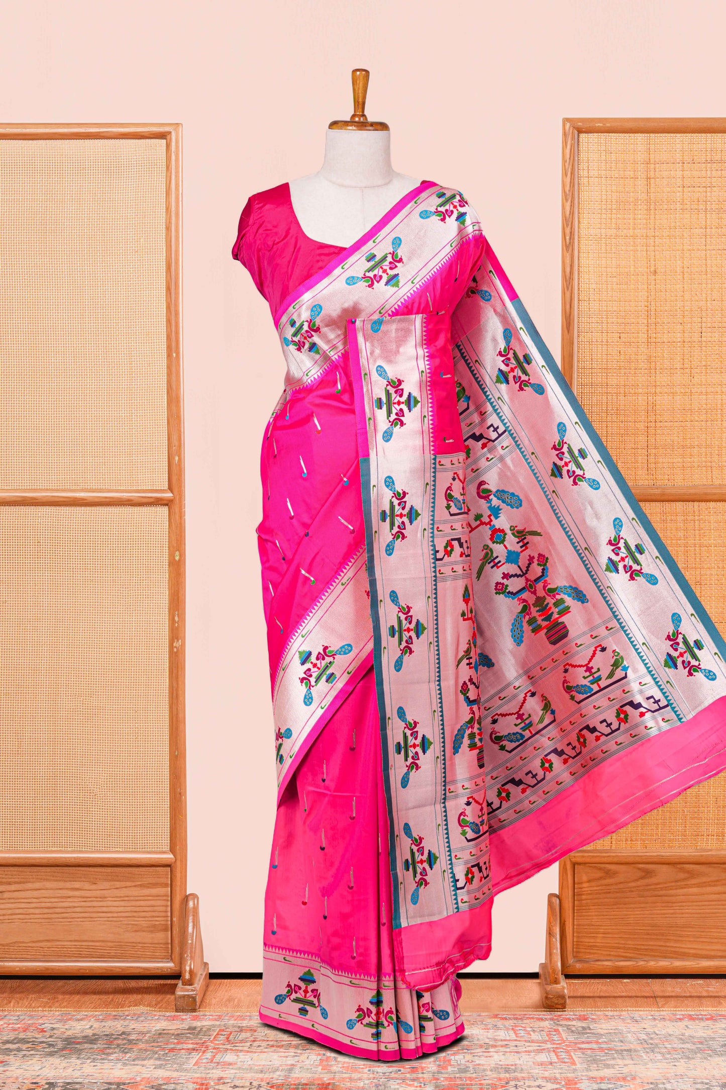 Pink art soft silk festive saree