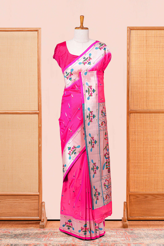 Pink art woven saree