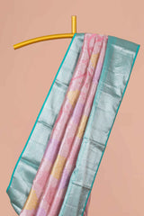Pink blue silk saree