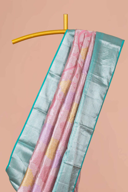 Pink blue silk saree