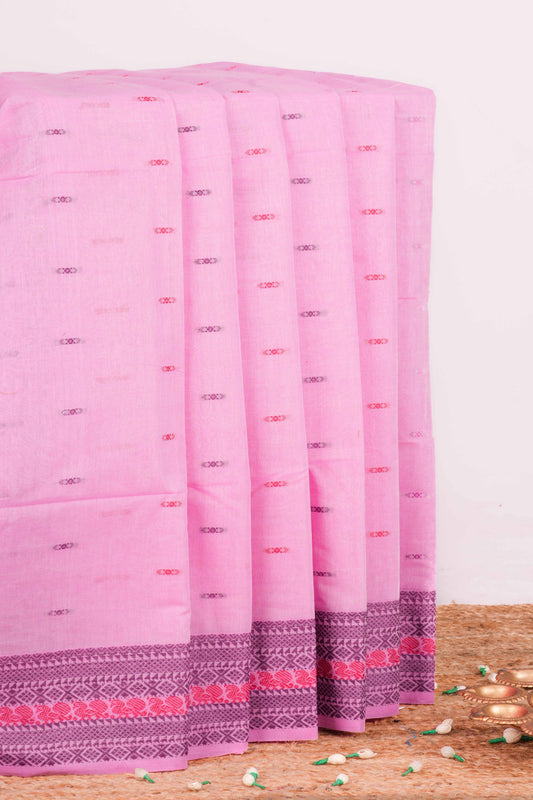 Pink butta design Chirala cotton saree