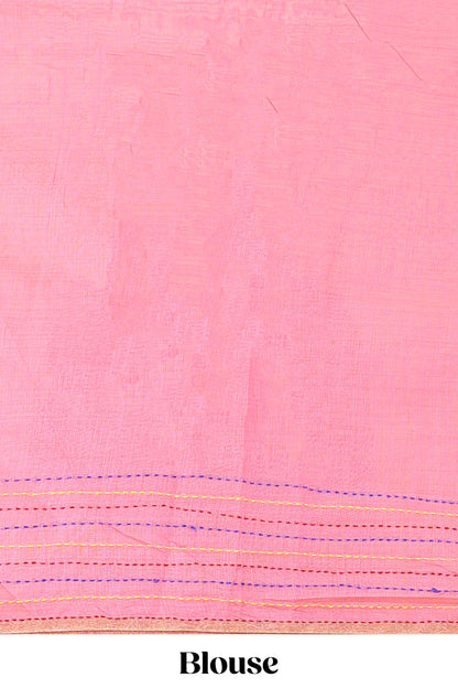 Pink casual chanderi cotton saree