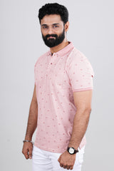 Pink casual polo tee