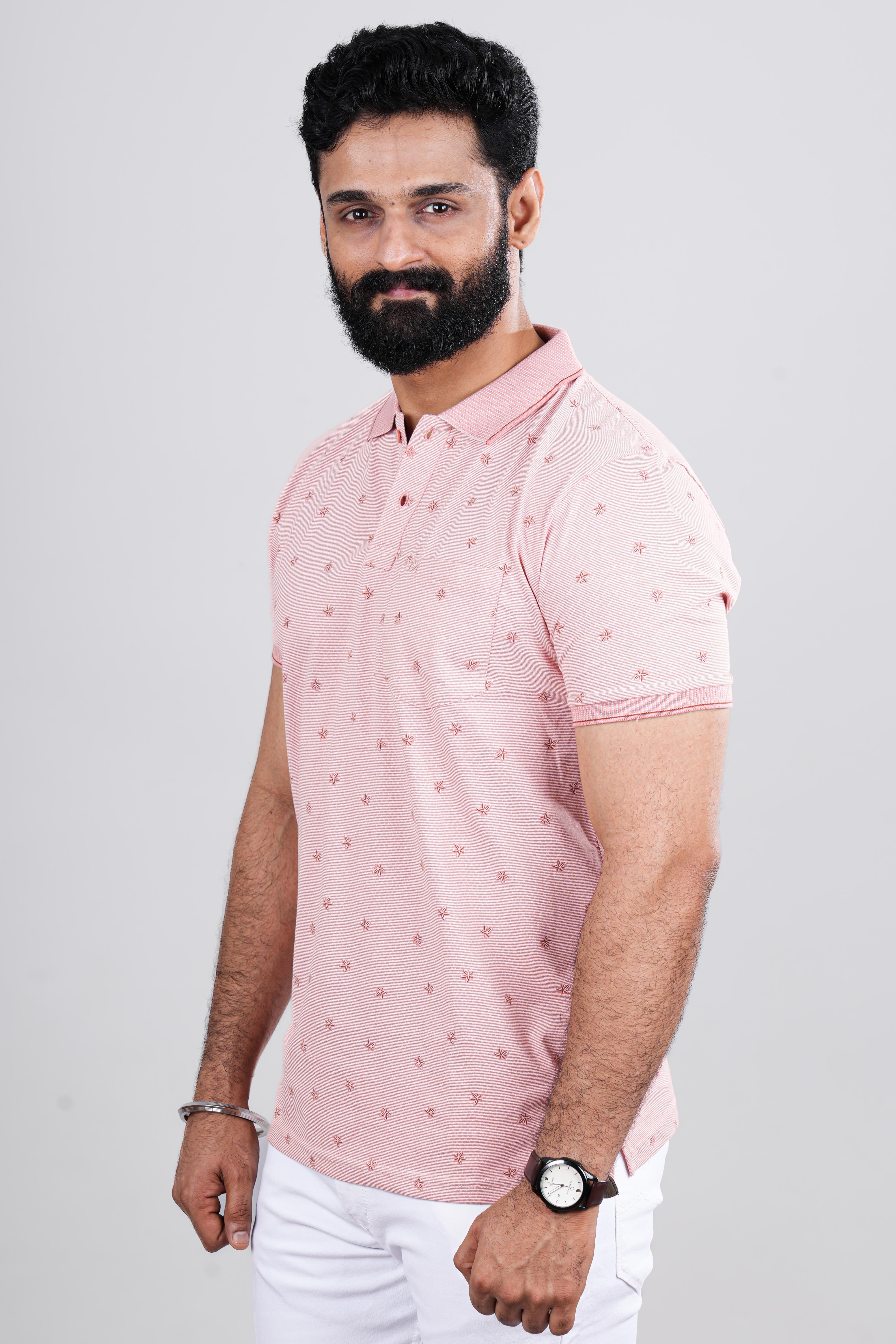 Pink casual polo tee