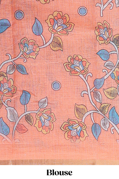 Pink casual wear linen cotton saree