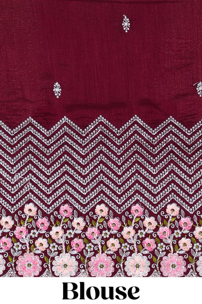 Pink chiffon georgette designer saree