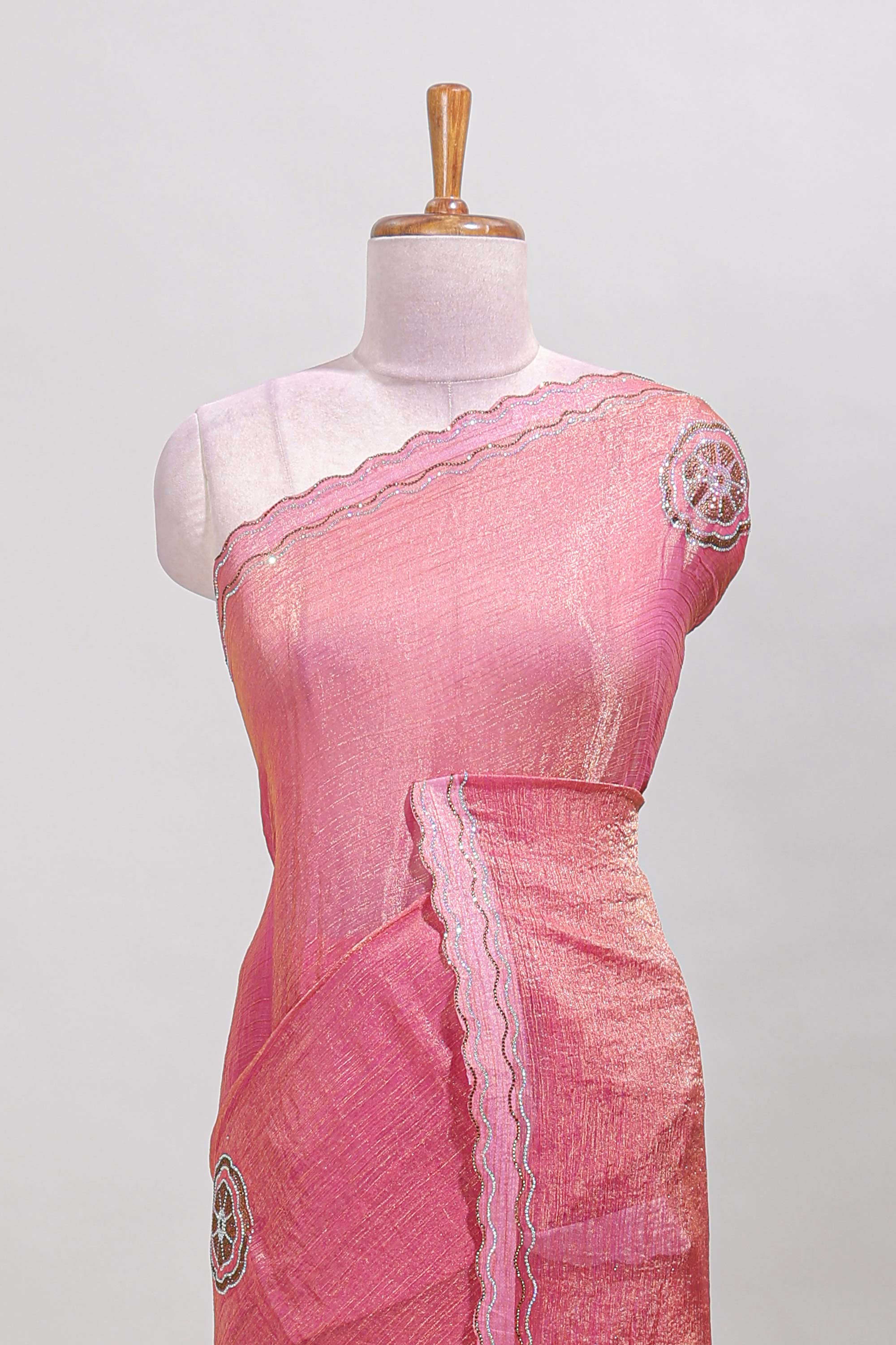 Pink color festive designer saree