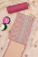 Pink cotton embroidered suit set