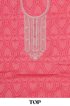 Pink cotton embroidery dress material
