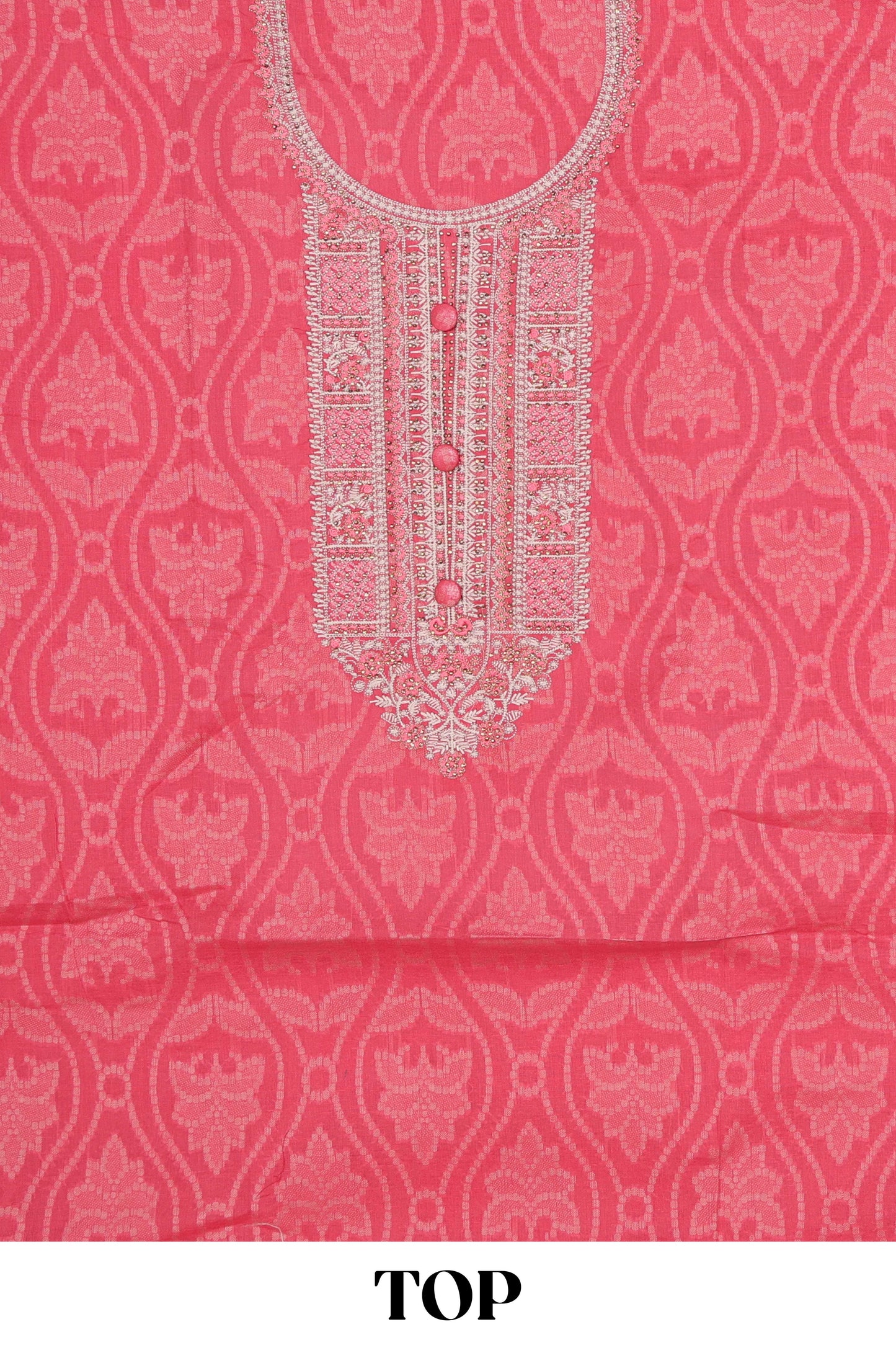 Pink cotton embroidery dress material

