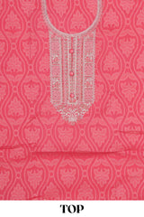 Pink cotton embroidery dress material
