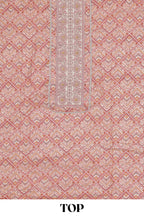 Pink cotton geometric embroidery dress material