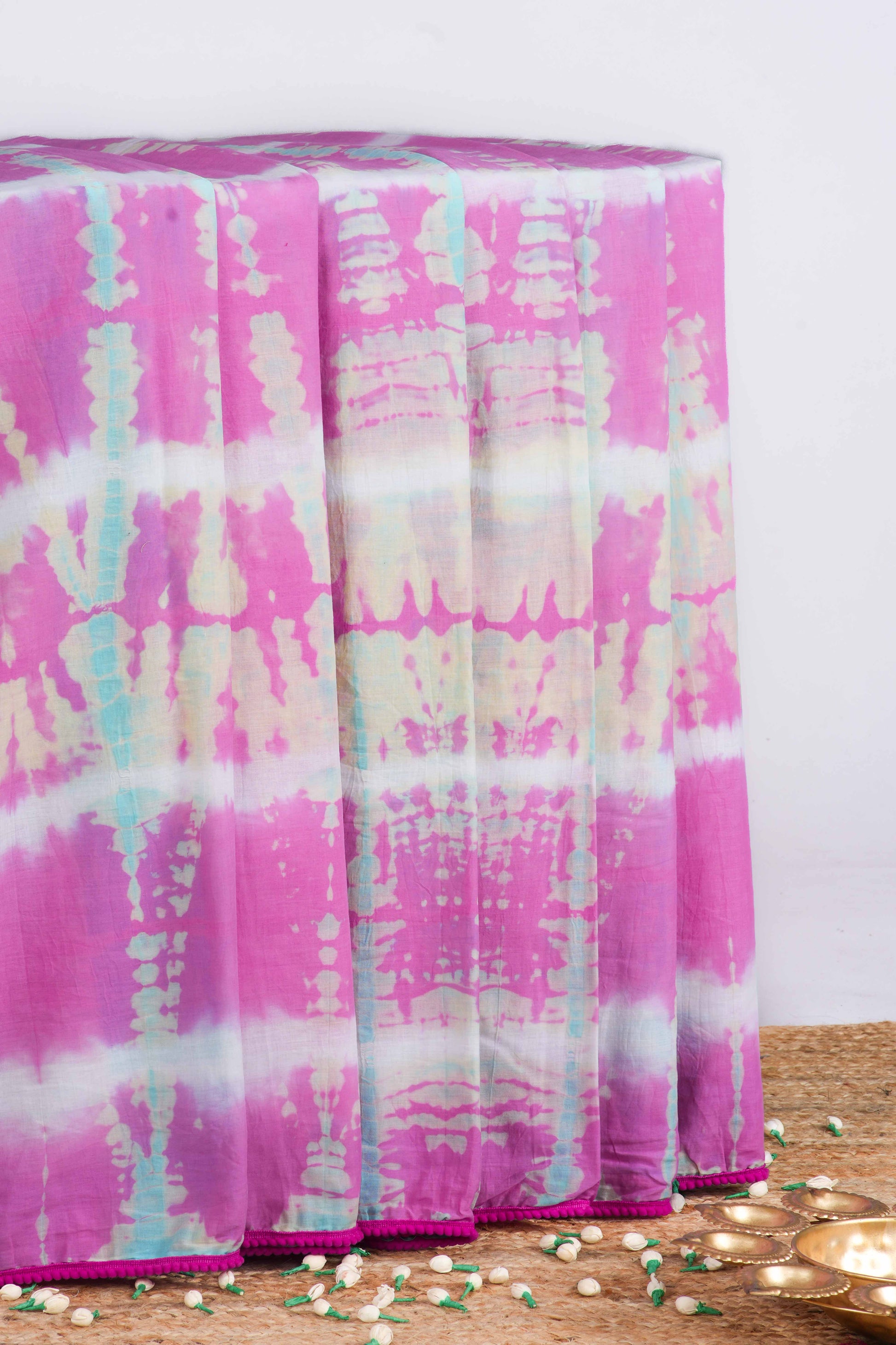 Pink cotton saree style
