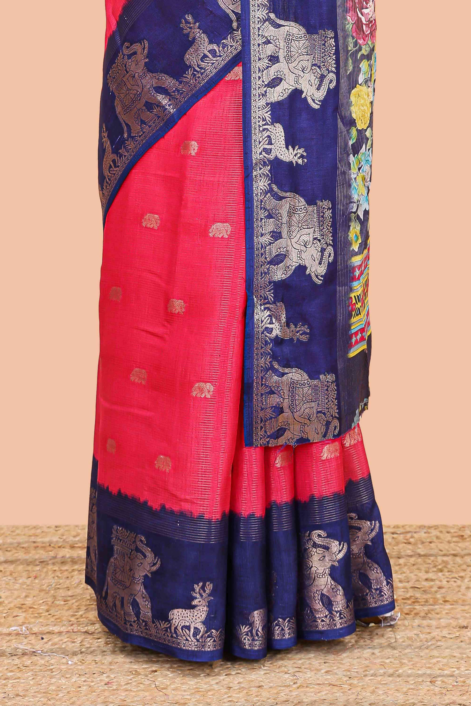 Pink dola silk traditional saree