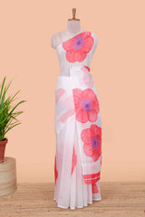 Pink elegant printed linen saree