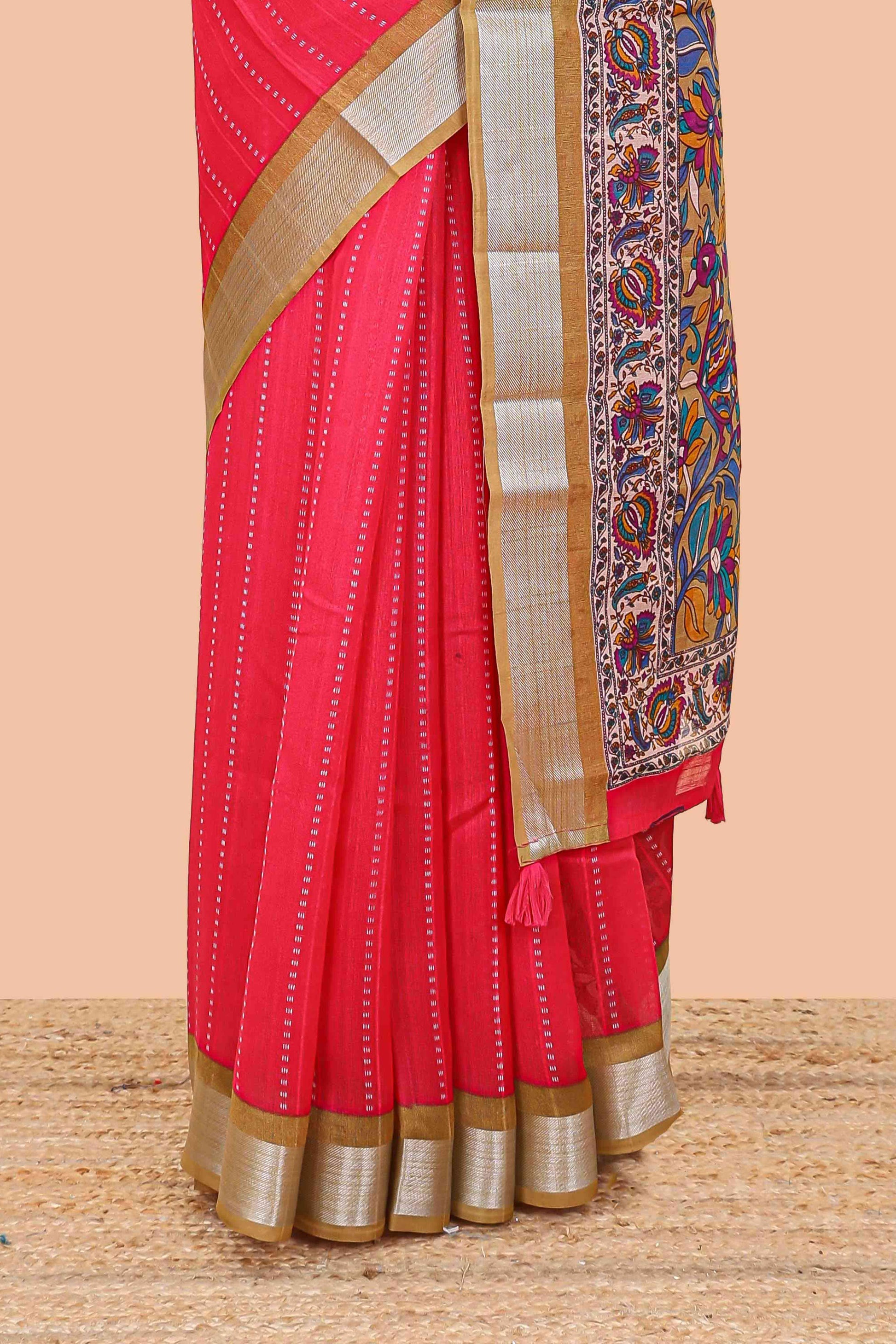 Pink elegant zari saree