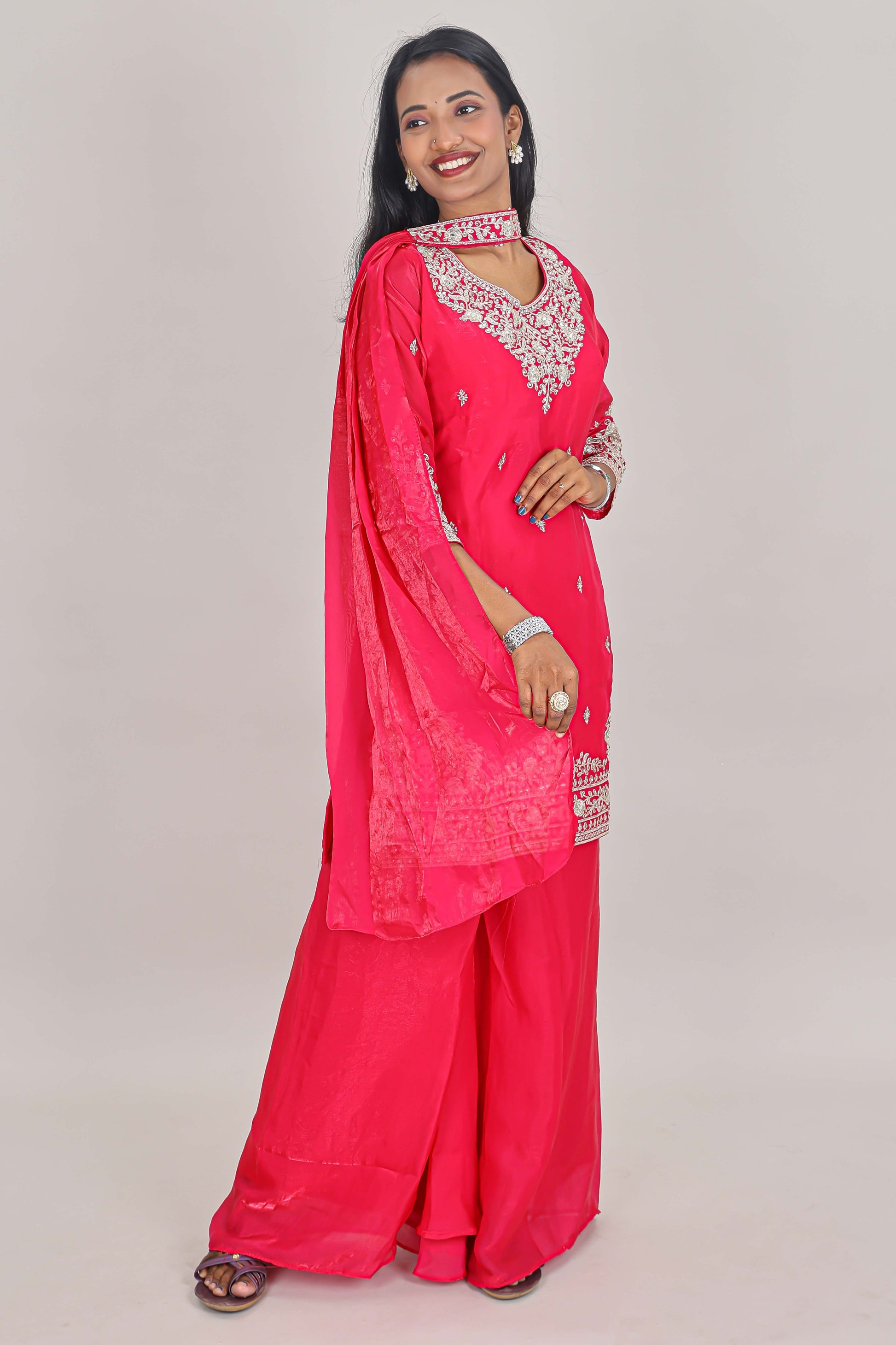 Pink floral sharara outfit