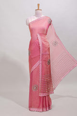 Pink floral stone saree