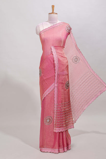 Pink floral stone saree