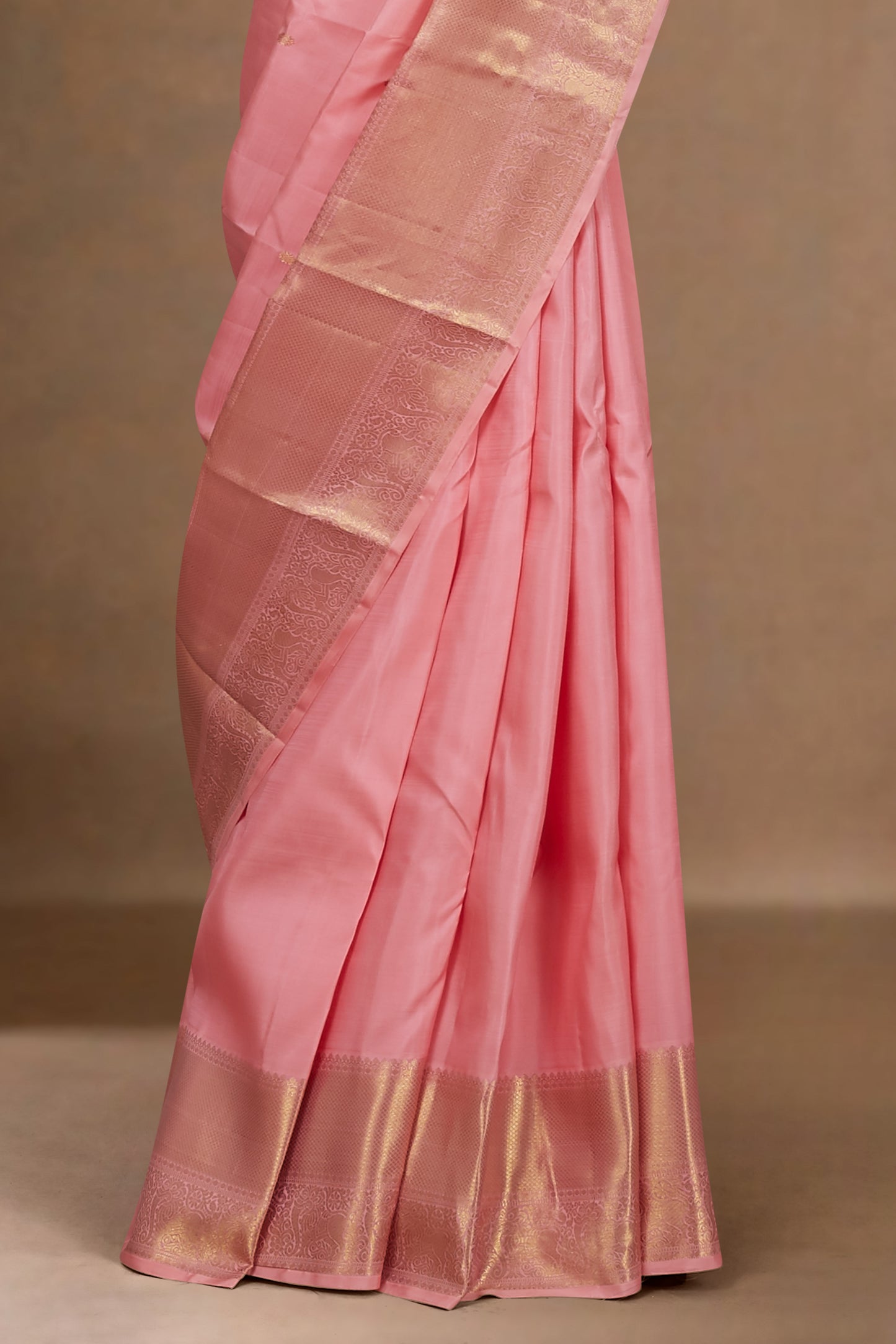 Pink gold zari silk saree