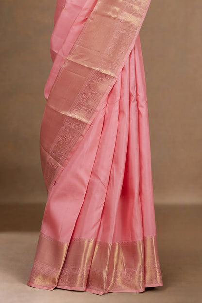 Pink gold zari silk saree