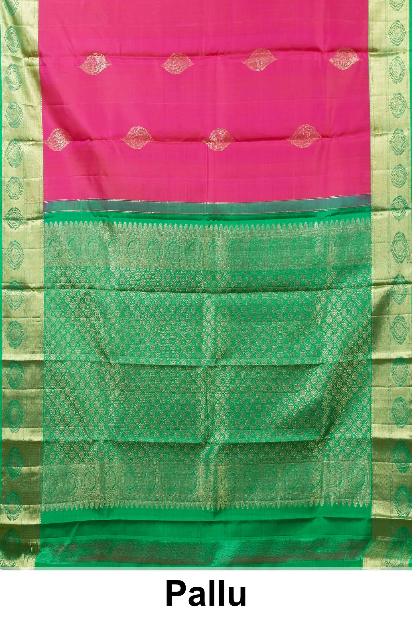 Pink green border silk saree