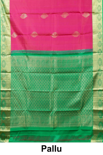 Pink green border silk saree