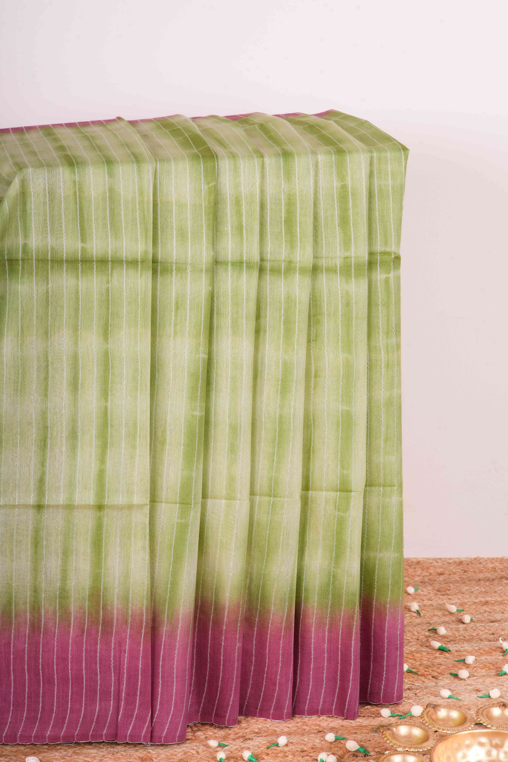 Pink green linen cotton